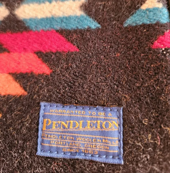 Pendleton Wool Southwestern Crossbody Bag Black Leather Aztec Boho - Picture 5 of 14